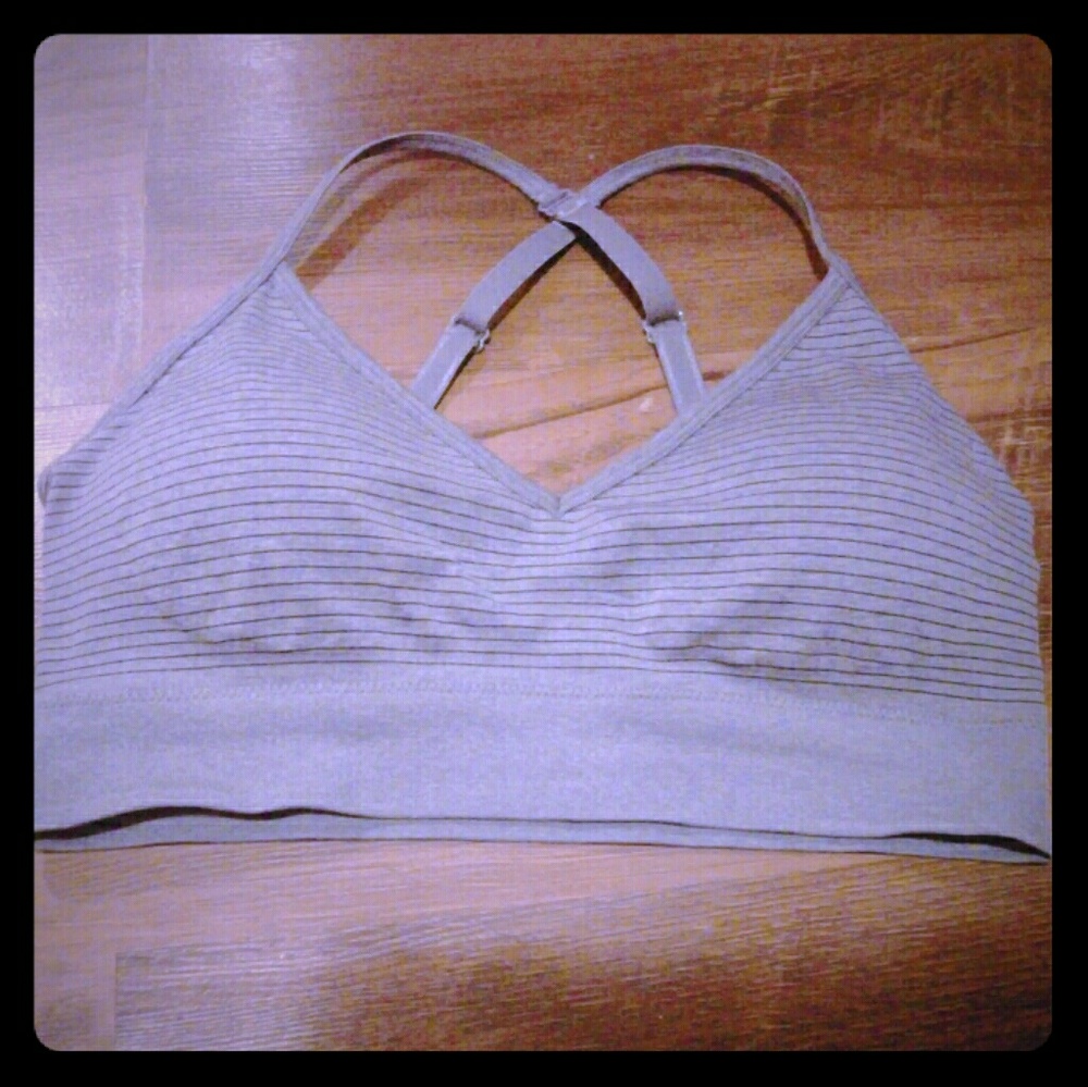 Gray striped bra
